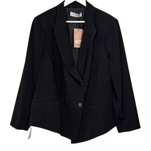 MM LaFleur Roxane Black Double Breasted Twill Blazer Size +2  Women’s NWT